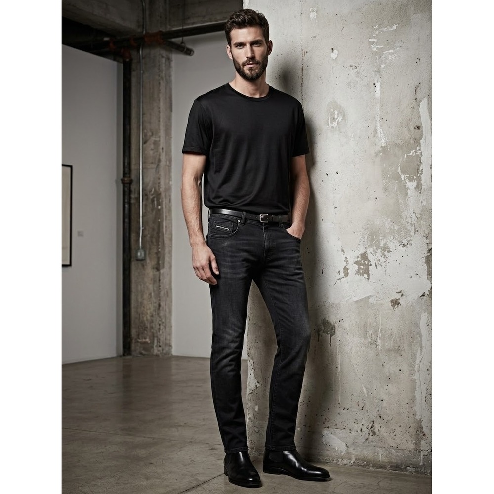 Diesel Black Gold Mens Slim Straight Jeans Washed Black Denim Size 34x29
